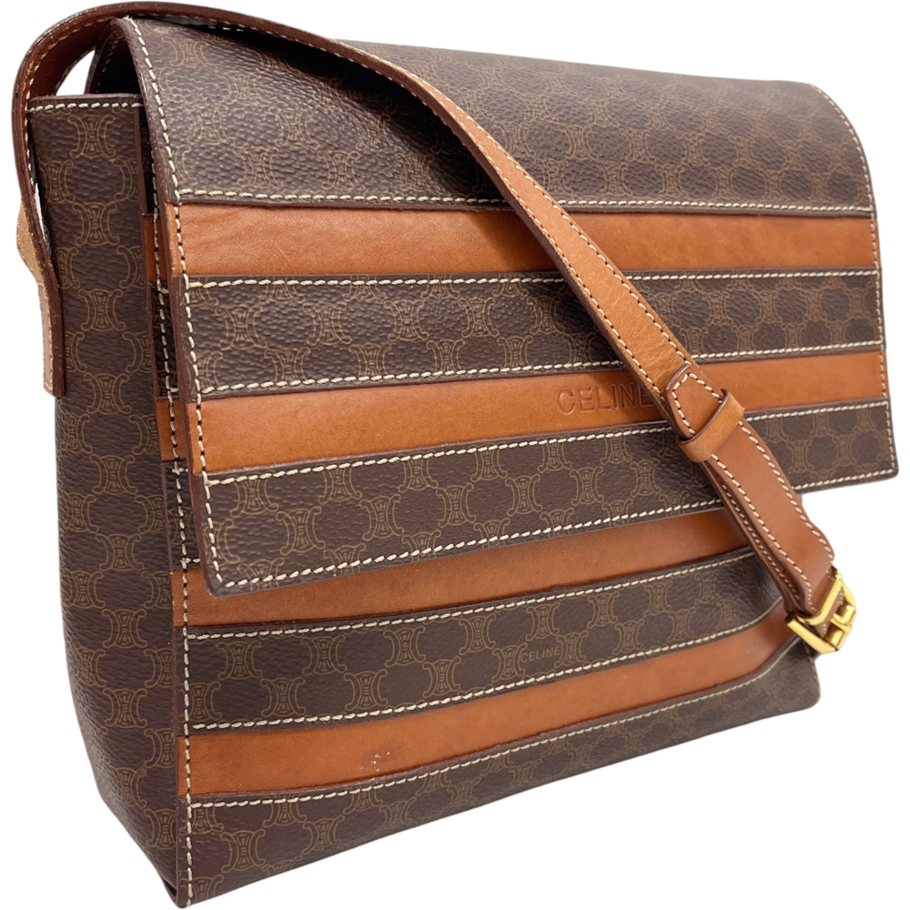 Celine Shoulder Macadam Pattern Messenger Bag Bro… - image 1